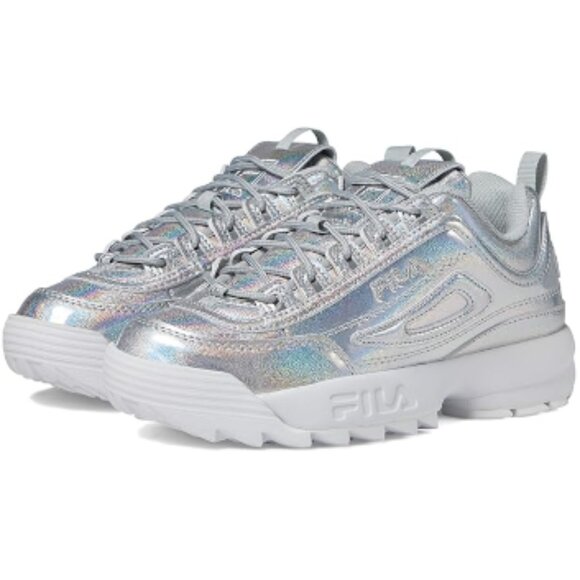 Fila Silver Irridescent Rainbow Disruptor II Premium IRI Sneakers Tennish Shoe - Picture 1 of 4